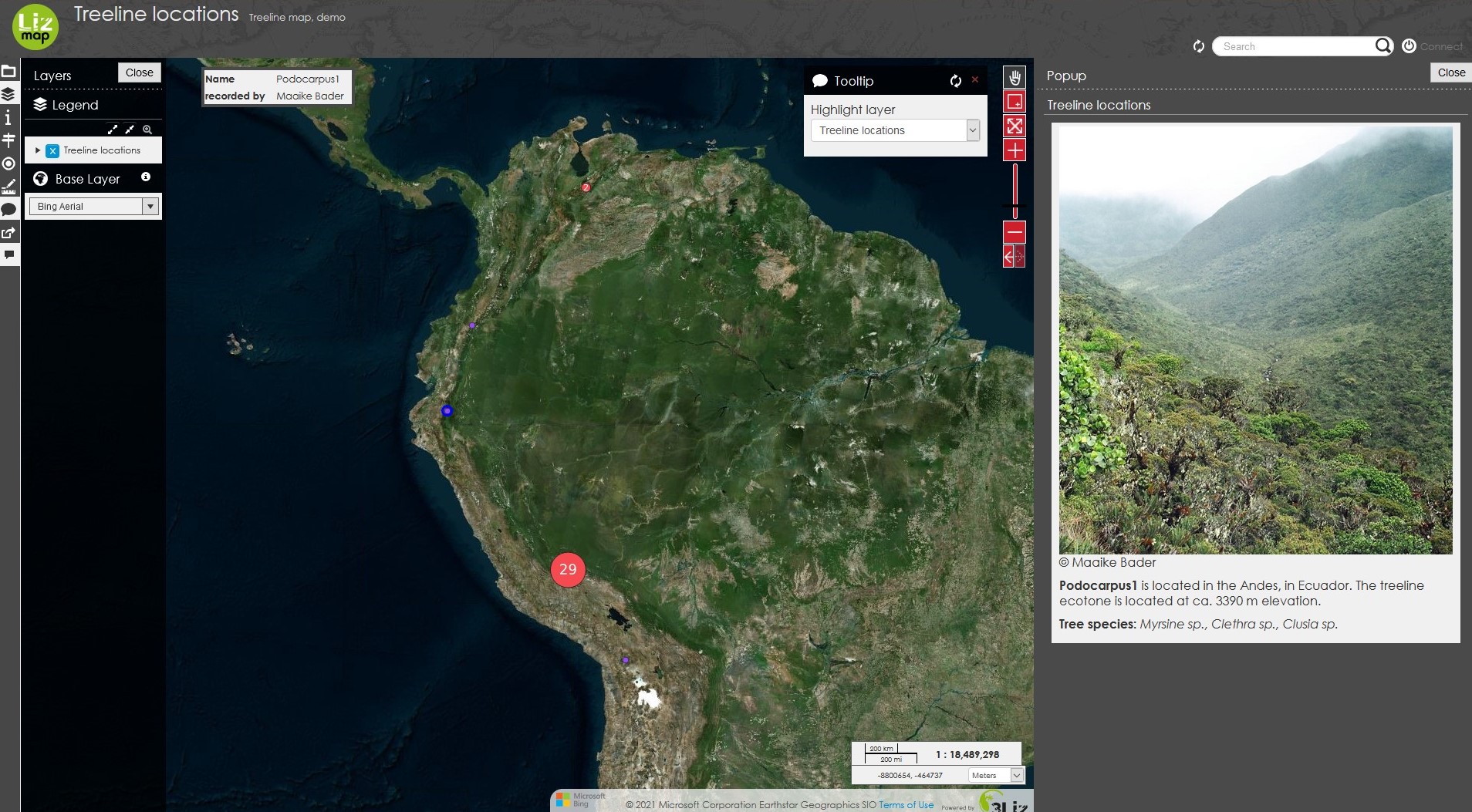 Screenshot of the Lizmap WebGIS interface